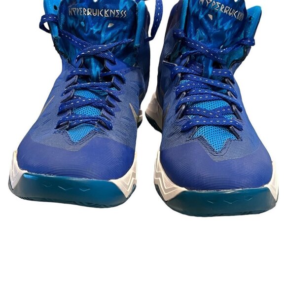 Nike Blue Hyperquickness Zoom Mid Top Basketball Shoes 2013 - Picture 6 of 9